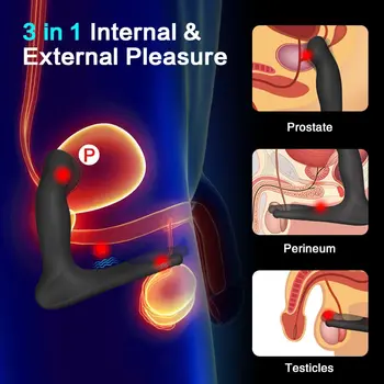 3 in 1 Vibrator Prostate Massager Remote Control Anal Plug Heating Vibrating Butt Stimulator Male Sex Toys for Men Women Couples 2