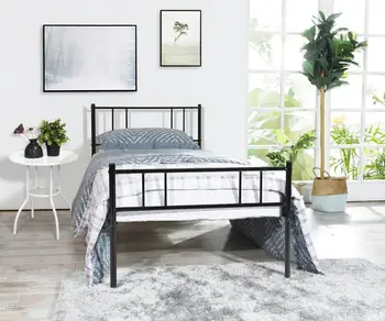 

EGGREE Black Single Metal Bed Frame in Strong structure 3FT Bedstead Bedroom Suit for 90x190cm Mattress