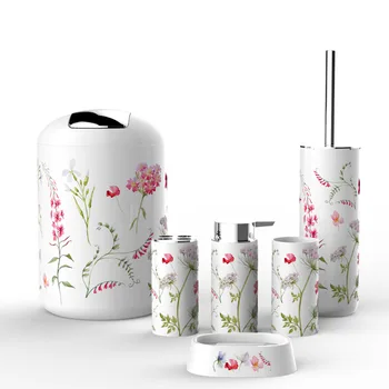 

6 Pcs Set Soap Box Lotion Bottle toothbrush holder Cup Bathroom Wash Set Modern Wash Accessories Acrylic Bathroom Supplie