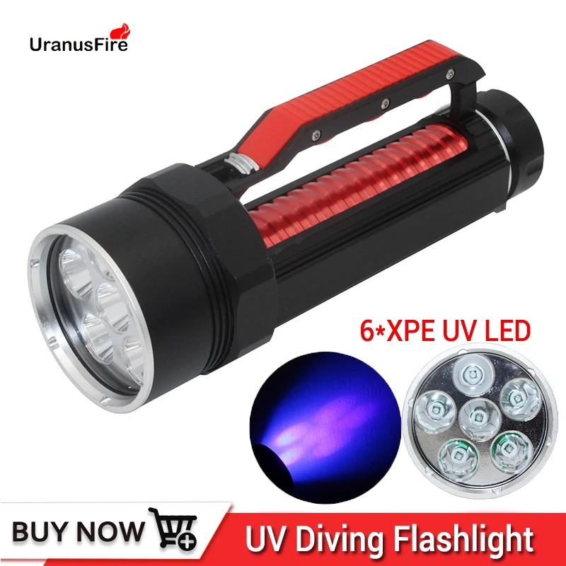 US $45.45 Uranusfire UV Light 6 XPE LED High quality UV Diving Flashlgiht 395nm Led UV light torch lamp waterproof Ultraviolet scuba lamp