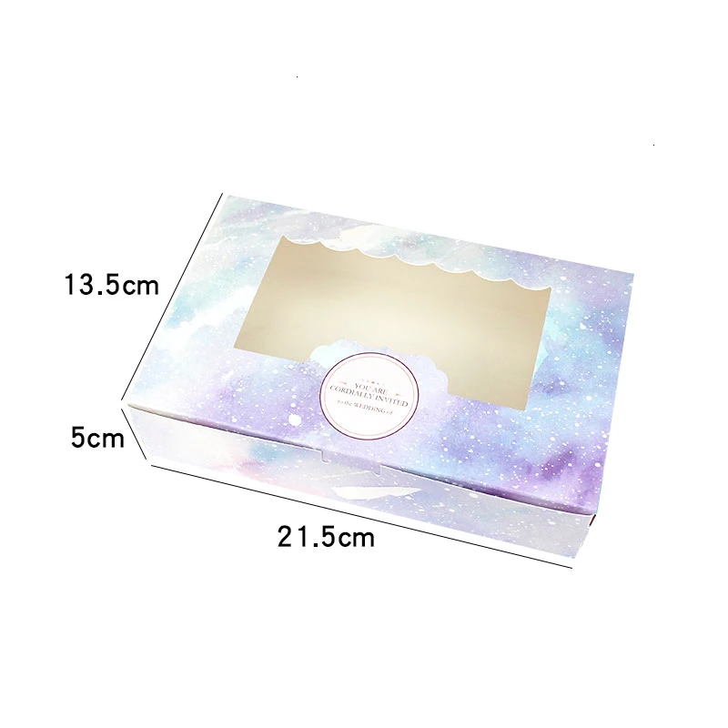 50PCS Paper Gift Box With Window Wedding Party Favors Galaxy Gift Wedding Box Cake Food Packaging Candy Cookies Cupcake Star