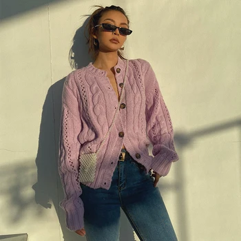

2020 New Autumn French Retro Twist Knitted Cardigan Coat Women Casual Slim Sweater Female Wild Knit Jacket Female NS1990