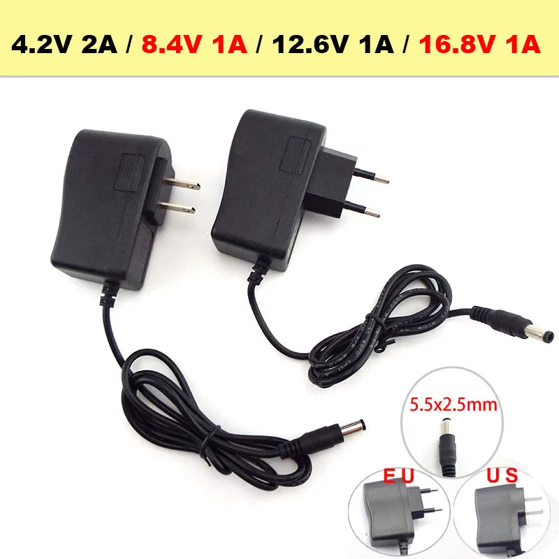 AC 100-240V DC 8 4 V 12 6 1A 16 mA 2 2A адаптер питания Plug 5 5*2 5mm для зарядного устройства литиевых