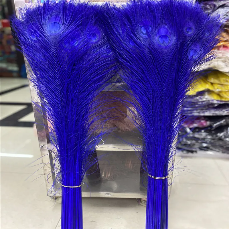 100pcs/lot Natural Royal Blue Peacock Feathers 80-90cm Feather Craft Celebration Party Christmas Jewelry DIY Decoration Plumes | Дом и сад