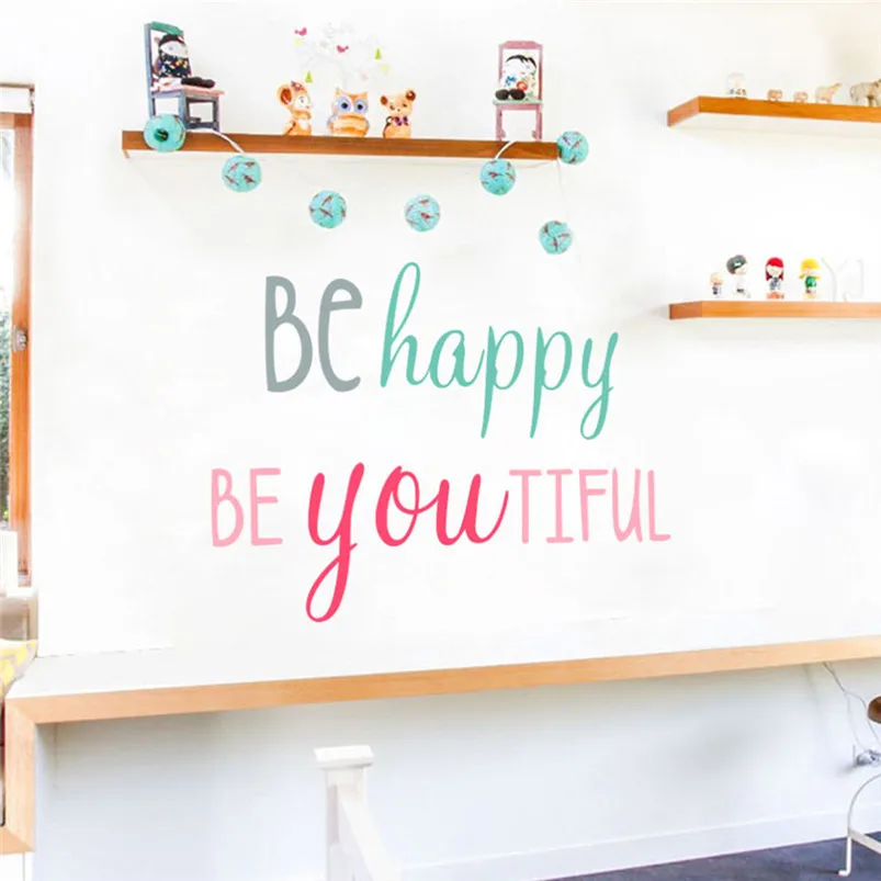 Be Happy Multicolor English Rumors DIY Stickers Home Decoration Wall Stickers Muraux Pour Enfants Chambres 30SEP608