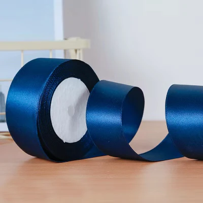 Красочная лента DIY ручной работы из розового материала коробка для торта и конфет украшения на подарочную коробку 4 см шириной 22 м/рулон - Цвет: Deep blue 1 roll
