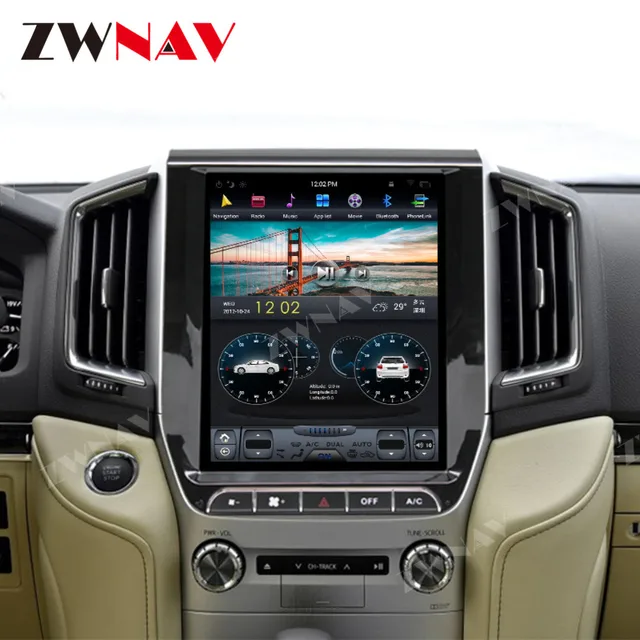 $571.2 ZWNAV  FOR Toyota Land Cruiser LC200 Car GPS Navigation DVD PlayerVertical Screen Android 9.0  Auto Car Radio Stereo Multimedia