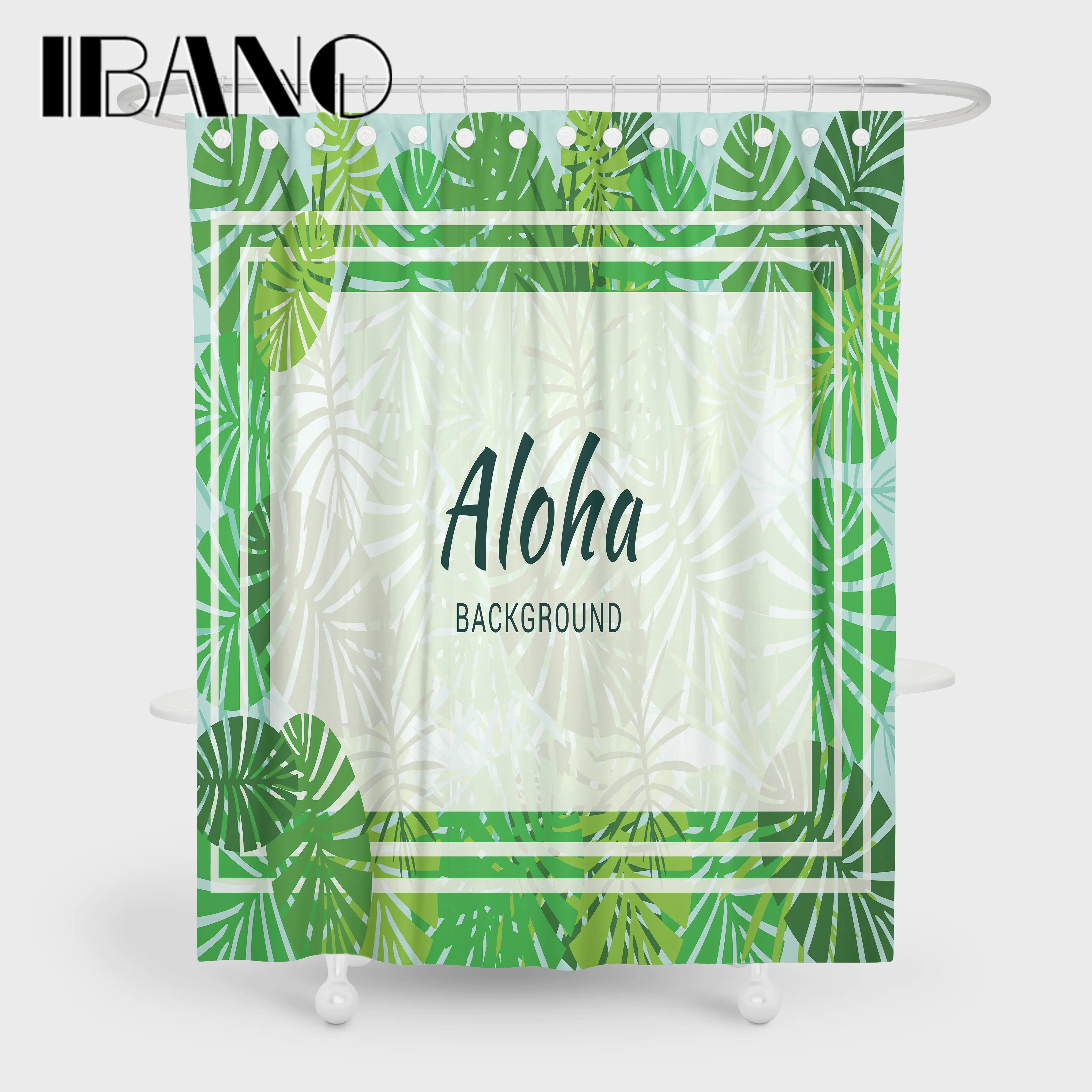 IBANO Aloha занавеска для душа Водонепроницаемая полиэфирная ткань занавеска для ванной комнаты декорированная 12 шт. Пластиковые Крючки