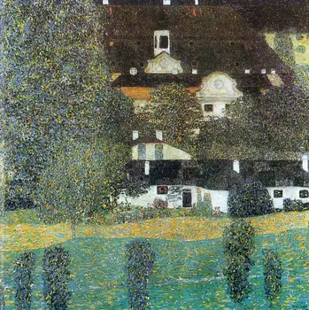 

3 Hand Painted Art Paintings by College Teachers - Schloss Kammer am Attersee II Gustav Klimt landscape - Oil Painting on Canvas