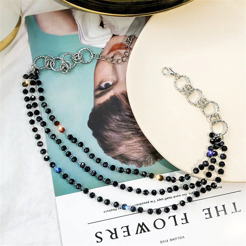 CRLEY 3 слоя новые Collares сексуальные черные Чокеры Кристалл черное ожерелье, колье винтажное викторианское женское чокер вечерние ювелирные изделия