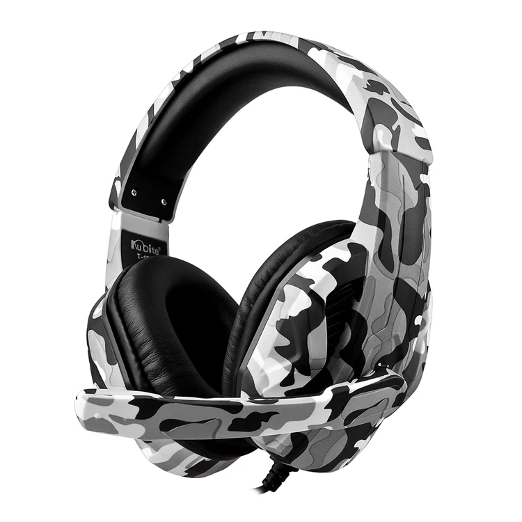 T 173M Professional Camouflage Gaming Headphones for Computer PS4 Adjustable Bass Stereo PC Gamer Over Ear Wired Headset Mic