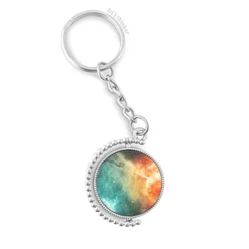 

Nebula Adjacent Small Blue Nebula Pattern Rotatable Key Chain Ring Keyholder