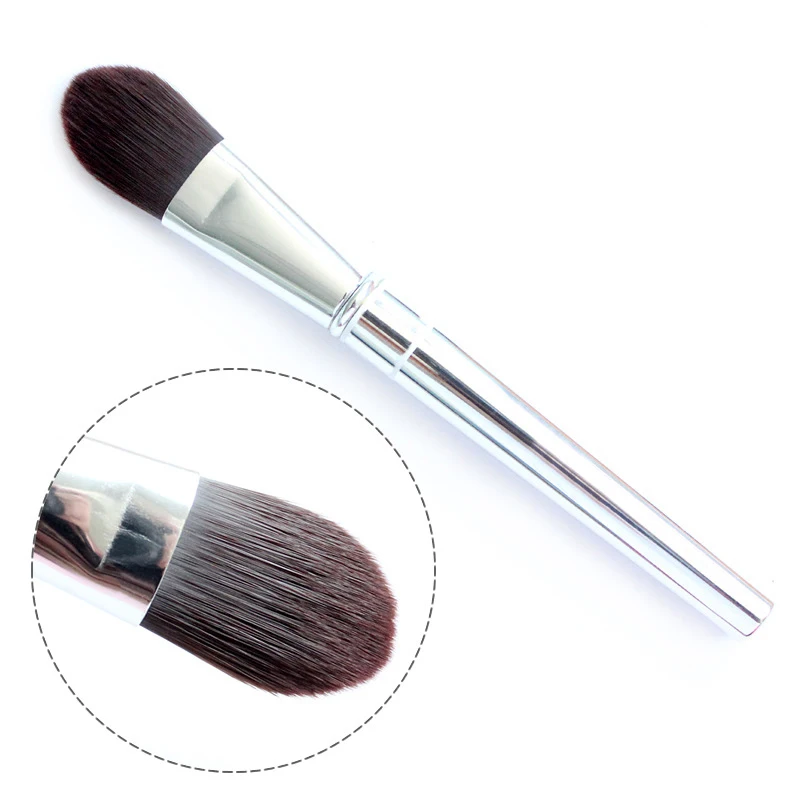 High Quality Metal Handle Aluminum Tube Mask Brush Flat Head Foundation Brush Facial Makeup Tools 1 pcs