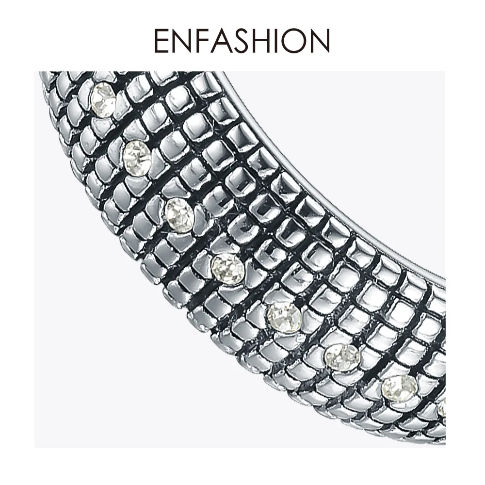 ENFASHION, Винтажное кольцо в клетку с кристаллами, мозаика, для мужчин, нержавеющая сталь, для девушек, маленькая сетка, кольца на палец для женщин, модное ювелирное изделие R194026