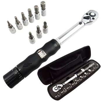 

New Torque Wrench 1/4" Bicycle Tool With 9 Socket Bit Practical Premium