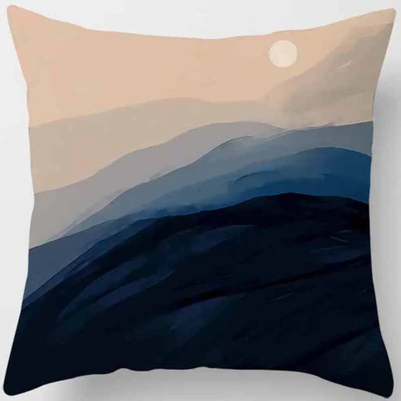 블루 톤 인쇄 사각형 베개 커버, 가정 장식, 자동차 소파 쿠션 커버 60X60CM funda de almohada