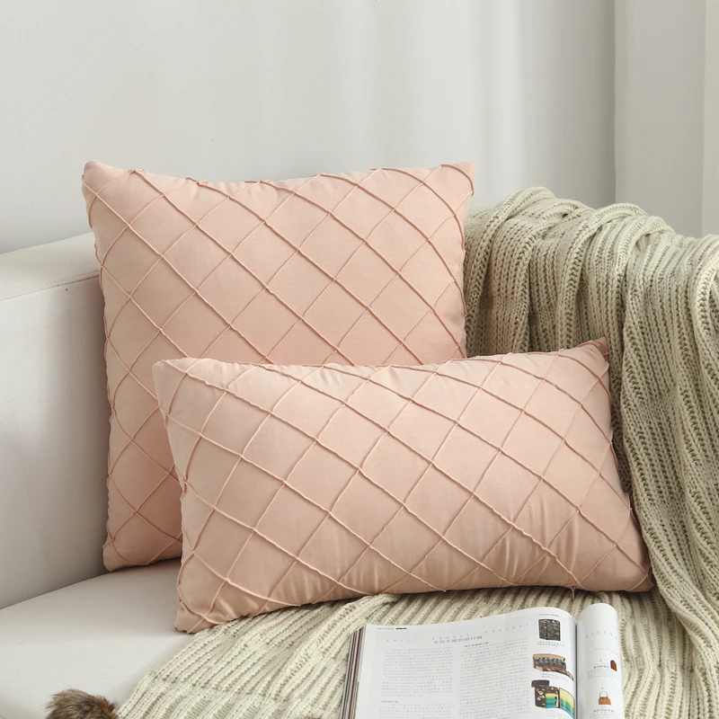 Pink Grey Cushion Cover Soft Faux Suede Diamond Home Decorative Pillow Cover For Couch Bed Chair 45x45cm/30x50cm