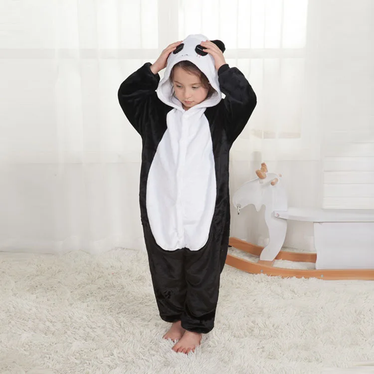 Kigurumi/Детские пижамы с единорогом; фланелевые пижамы в виде животных; комбинезон с единорогом на всю зиму; супермягкая ночная рубашка; пижамы; одежда для сна - Цвет: Panda1