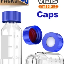 Vial-Bottles with Write-On-Spot And 9mm ABS Screw-Caps 100pcs by Ks-Tek 2ml Glass Clear