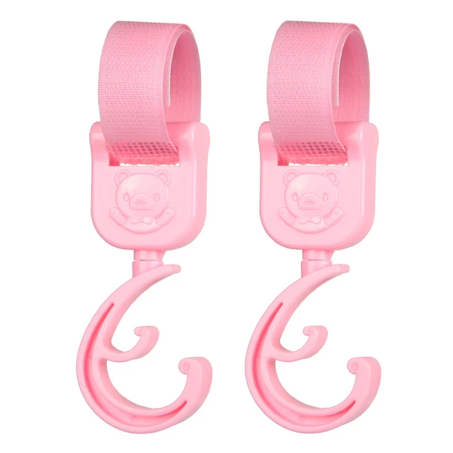 1-2pcs Baby Hanger Baby Bag Stroller Hooks Pram Rotate 360 Degree Baby Car Accessories Stroller Organizer Stroller Accessories pink 2