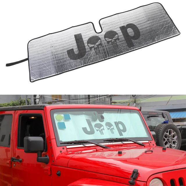 Windshield Sunshade Sun Shade Heat Shield Sun Visor Mat Skull Logo For Jeep  Wrangler Rubicon Sahara Tj Jk Jku 2 Door & 4 Door - Windshield Sunshades -  AliExpress