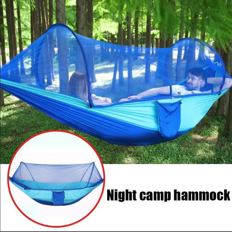 Hammock Portable Camping Hanging Sleeping Bed High Strength Sleeping Swing 250x120 cm automatic Outdoor Mosquito Net Parachute 2
