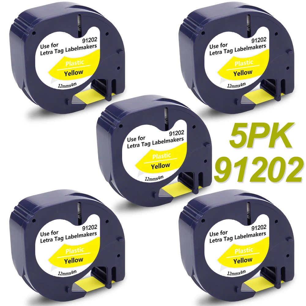 Ruban Dymo Letratag 91202 plastique 12mm noir sur jaune, Rubans de  lettrage, Imprimantes étiquettes & Rubans, Papier & Expédition
