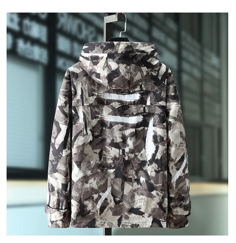 Осенние мужские куртки с камуфляжными карманами, большие размеры 6XL 7XL 8XL 9XL Мужская ветровка с капюшоном, ветрозащитная куртка черного цвета