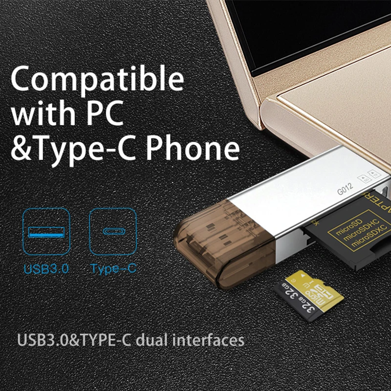 Кардридер Ginsly USB 3 0 SD/Micro SD TF OTG Смарт карта памяти адаптер для ноутбука Тип C