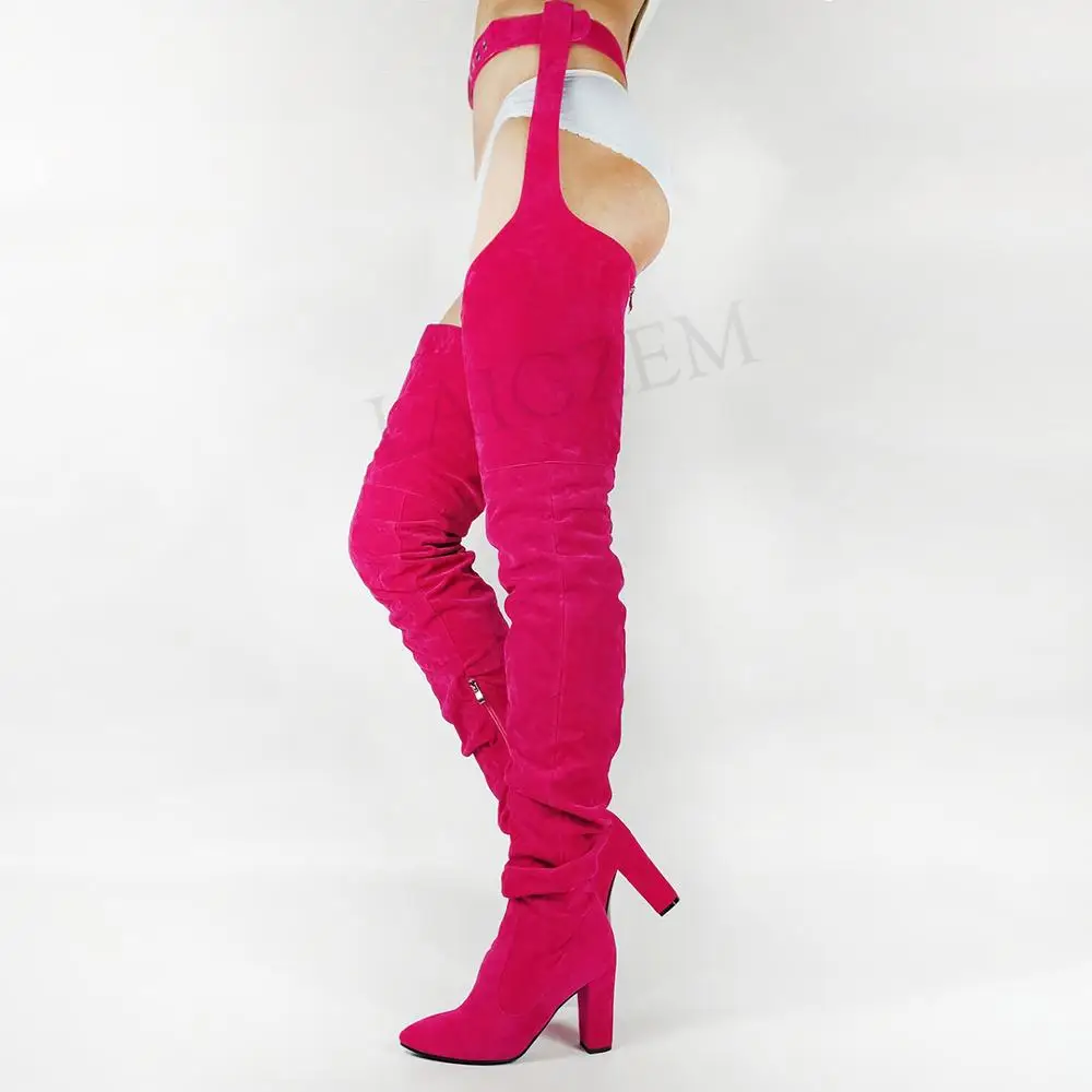 thigh high waist belt boots
