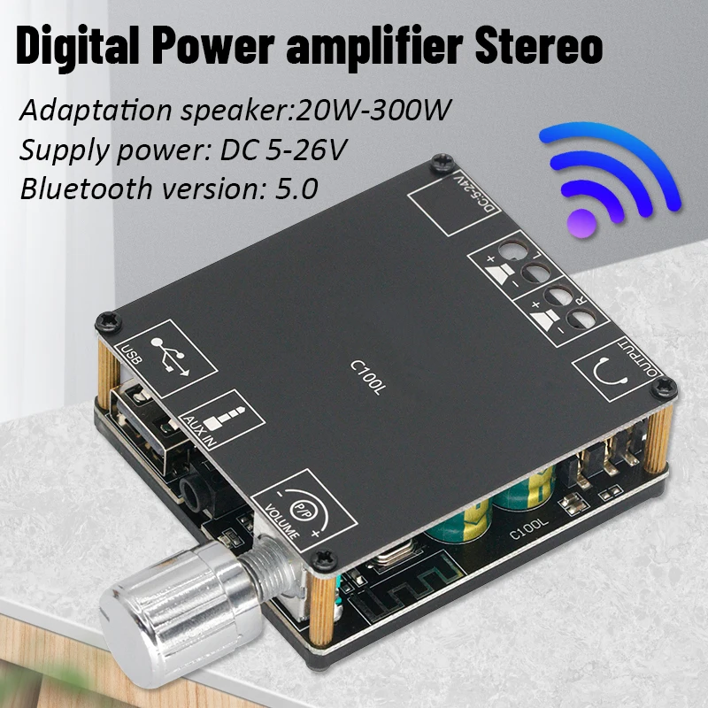 XY-C100L Bluetooth 5.0 Wireless Audio Digital Power amplifier Stereo board 100Wx2 Amp Amplificador 3.5MM USB APP | Электроника