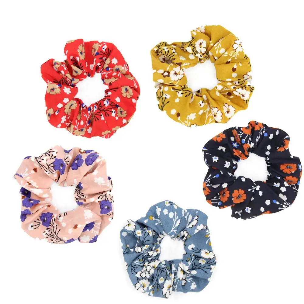 

Furling Girl Floral Chiffon Elastic Hair Scrunchies Soft Silky Hair Bands Ponytail Holder Fashion Women Hair Accessories Tie