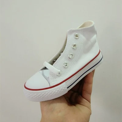 White high top Простая парусиновая обувь; Новинка года; сезон весна-осень; дышащая детская повседневная обувь; классические детские кроссовки; спортивная обувь для мальчиков и девочек - Цвет: White high top