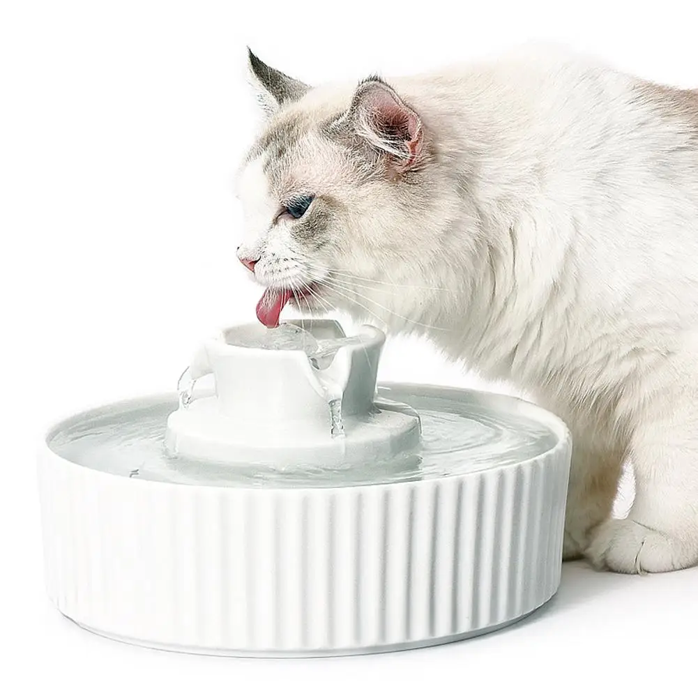 Ceramic Pet Water Dispenser Drinking Fountain Cat Water Fountains Pet Water Dispenser with Filters for Cats Dogs #4W