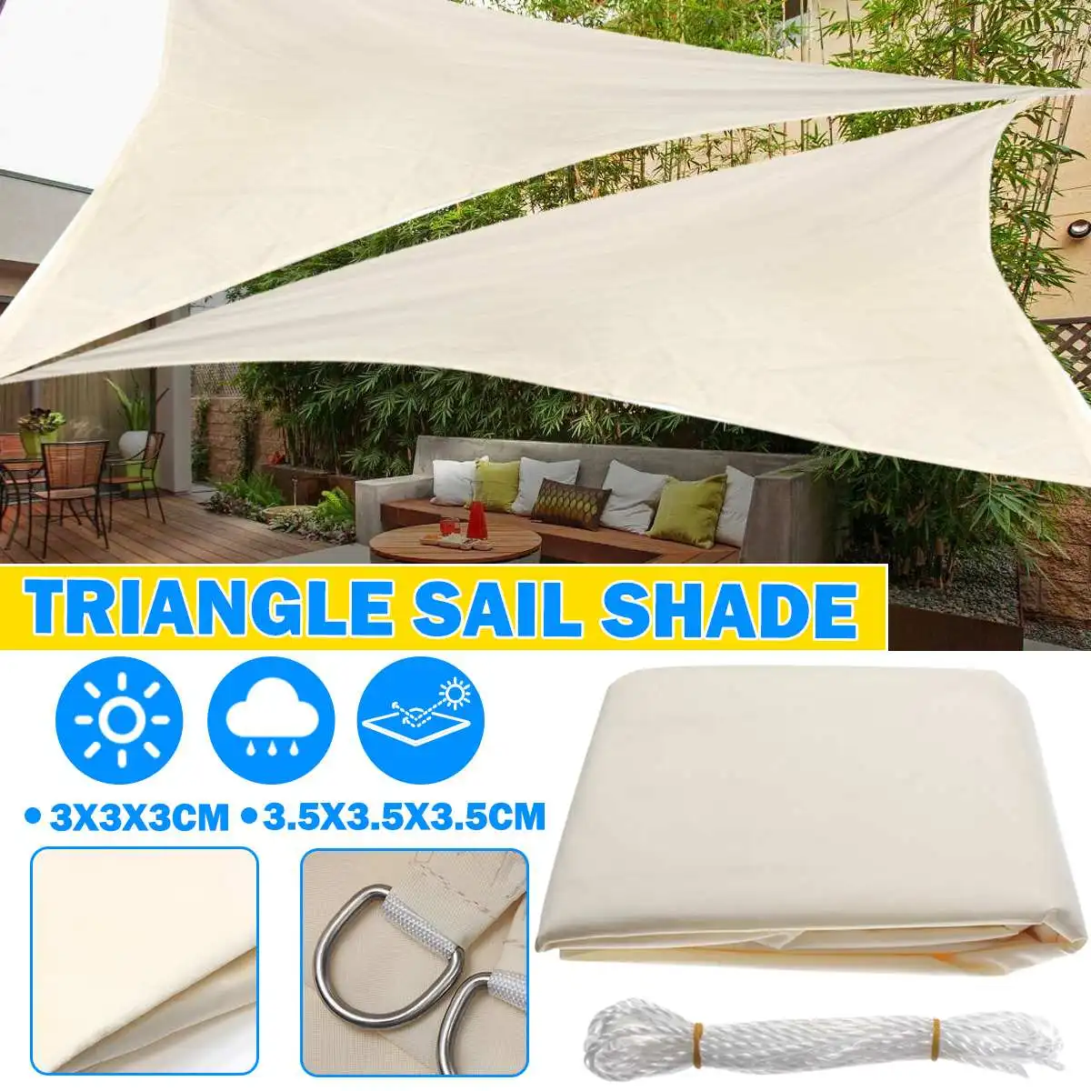 

Triangle Sun Shelter Sunshade Protection Outdoor Canopy Garden Patio Pool Shade Sail Awning Camping Picnic Tent