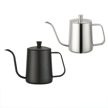 

600ml Steel Handle Straight Body Washing Pot 304 Stainless Steel Fine Mouth Fine Mouth Pot Coffee Pot