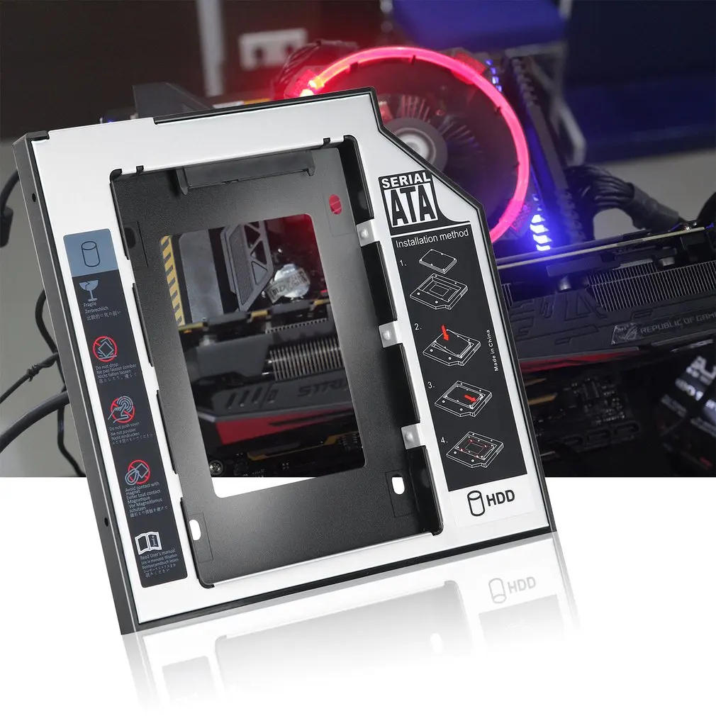 Универсальный 2,5 2nd 9,5 мм Ssd Hd SATA жесткий диск HDD Caddy адаптер отсек для Cd Dvd Rom Оптический отсек