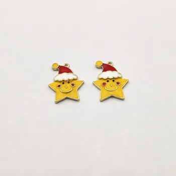

New arrival! 26x19mm 50pcs Zinc Alloy/Enamel Star charm for earring DIY Making parts,Christmas Jewelry Findings & Component