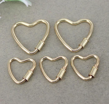 

5pcs Gold Copper Open Heart shape Screw Clasps For Making Jewelry