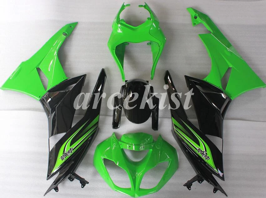 Качество OEM Новое ABS Обтекатели комплект подходит для kawasaki Ninja ZX6R 636 2009 2010 2011 2012 6R 09, 10, 11, 12, ZX-6R черно-зеленые Сделанные на заказ
