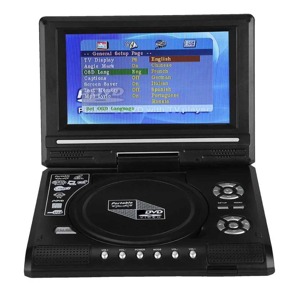 ポータブルミニテレビ Dvdプレーヤー スイベルスクリーン 充電式 車の充電器 ゲームパッド 7 8 100 V 240インチ ポータブルテレビ Aliexpress