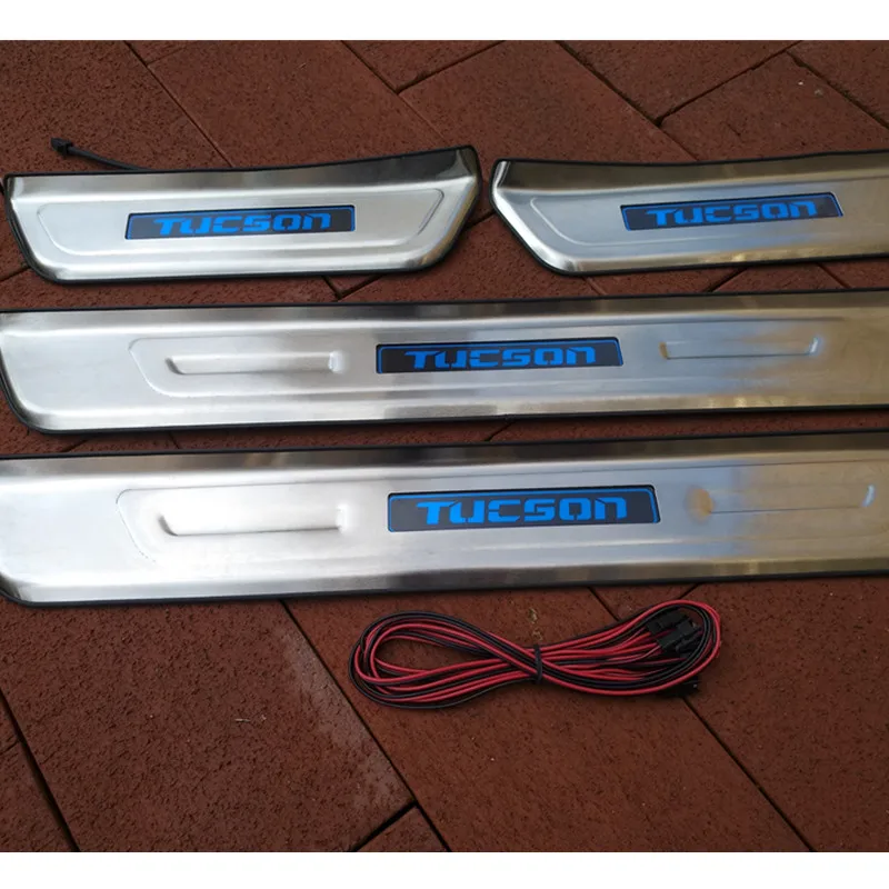 Автомобильный Стайлинг для аксессуары Hyundai Tucson led Защита порога автомобильной двери с подсветкой пороги Накладка