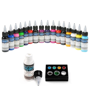 

16 Uds 30ml tinta de tatuaje profesional 16 colores Set 1oz 30 ml/botella tatuaje pigmento Kit de maquillaje de moda cosméticos