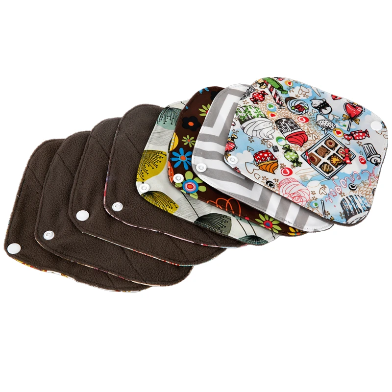 10PCS Reusable Pads bamboo charcoal Sanitary Pads Mama Menstrual Cotton pads Washable Panty Liner pads Health Feminin