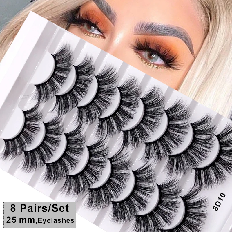 AY 8 Pairs 25 mm Mink Eyelashes lashes Bulk Woman Makeup Tools Eyelash Vendor 25mm mink Wholesale | Красота и здоровье