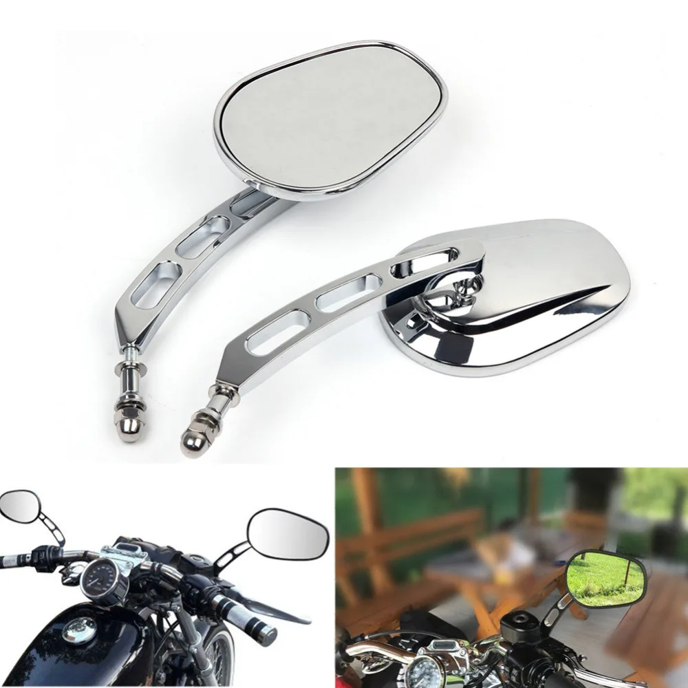 

Motorcycle Oval Chrome Rear View Mirror Harley Retro Refit Rearview Mirror 10 Mm Screw