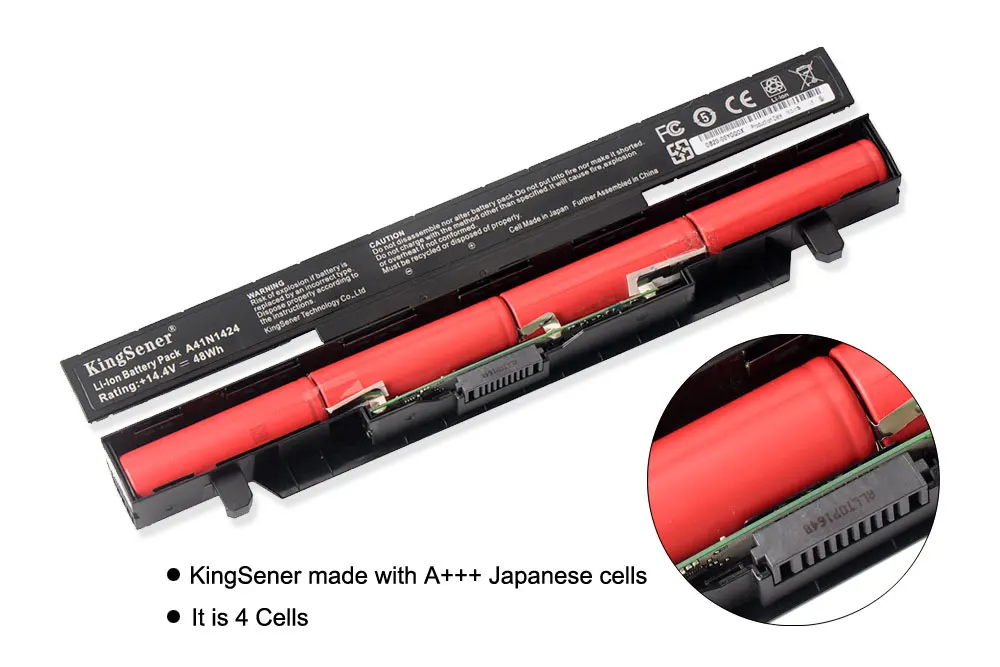  KingSener 14.4V 48WH A41N1424 Laptop Battery for ASUS ROG ZX50 ZX50J ZX50JX ZX50V ZX50VW GL552 GL55