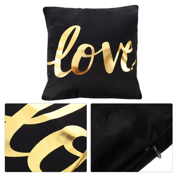 

1pc Pillowcase Durable High Quality Gold Bronzing Square Pillow Cover Throw Pillow Cover Black Pillowcase for Home