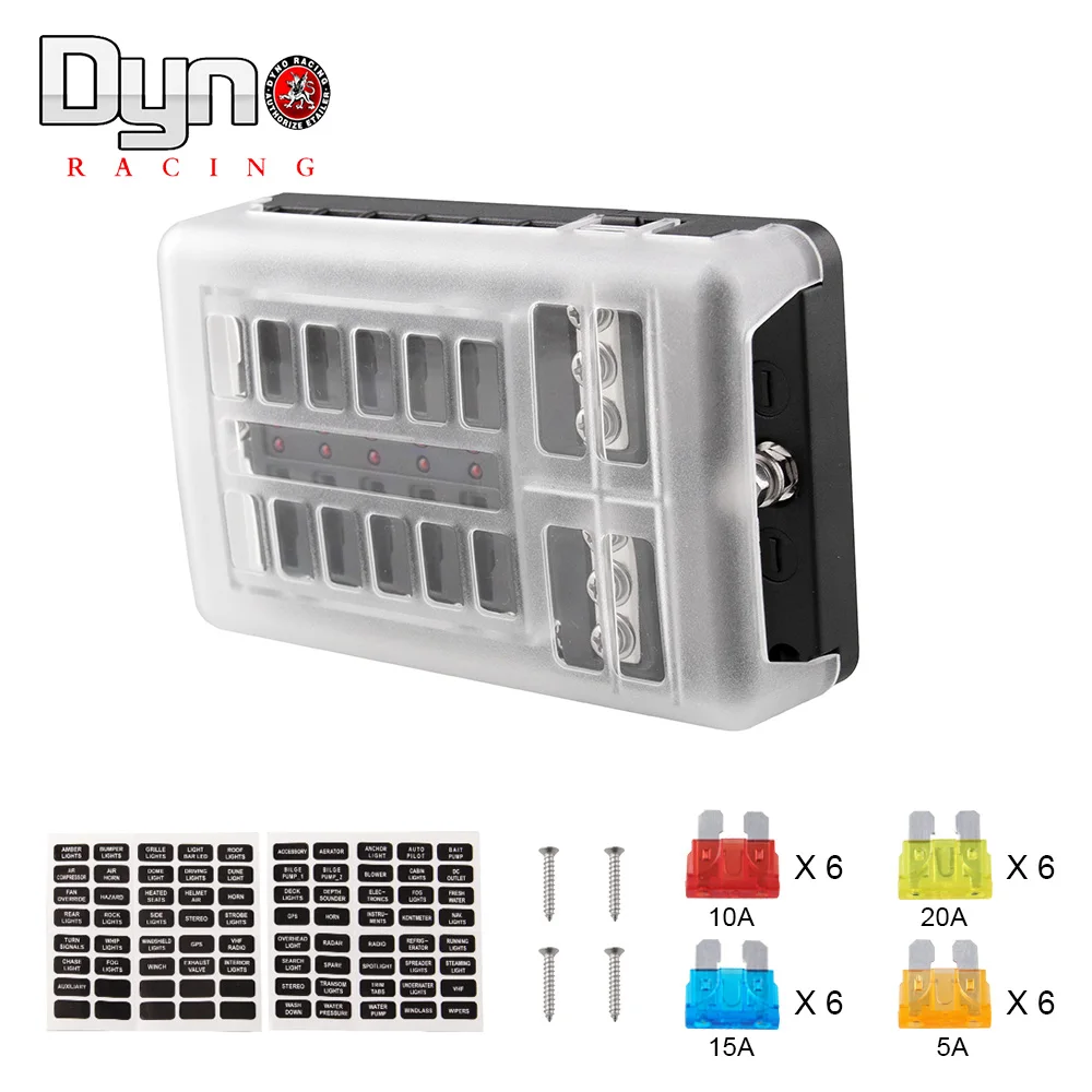 12 Way Fuse Box Plastic Cover Fuse Box Holder Screw Nut Terminal W