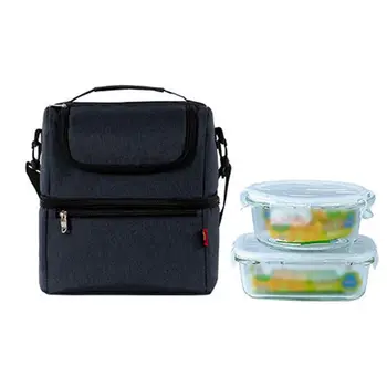 

Adult Box Insulated Lunch Bag Large Double Layer Cooler Tote Shoulder Bags for Men Women